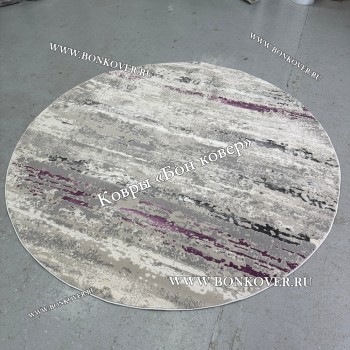 Круглый Ковер Для Гостиной Сиреневый С Серым Дизайн 30451