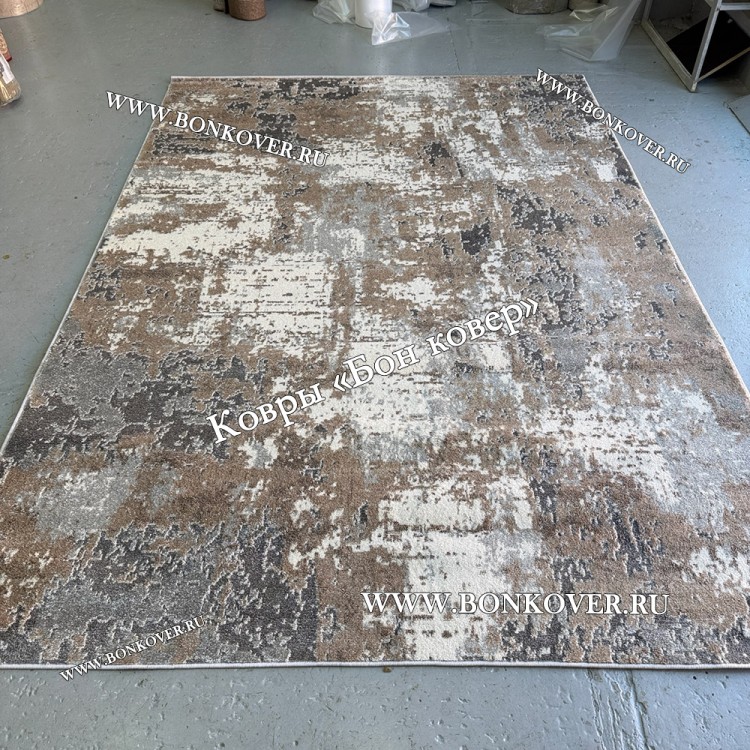 Абстрактный Ковер Серый с Коричневым Дизайн 03